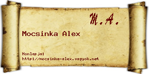 Mocsinka Alex névjegykártya